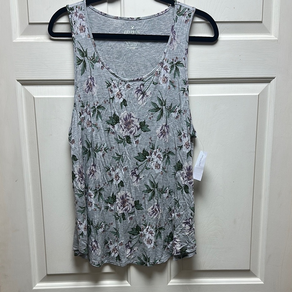American Eagle Outfitters Silver Ribbed Sleeveless Tank Top